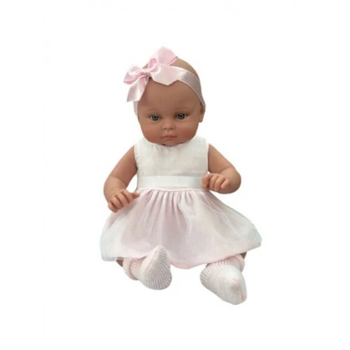 Magic baby κούκλα "Alicia με λευκό φόρεμα και μεγάλο ροζ φιόγκο"-45εκ.