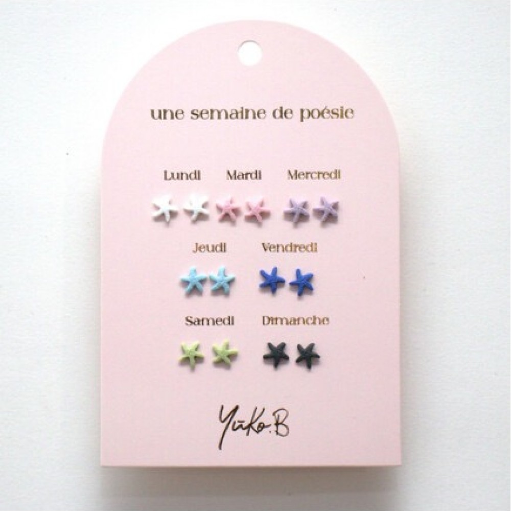 YUKO.B: Καρτέλα με 7 ζευγάρια σκουλαρίκια - A Week of Poetry Starfish YUKO.B: Καρτέλα με 7 ζευγάρια σκουλαρίκια - A Week of Poetry Starfish