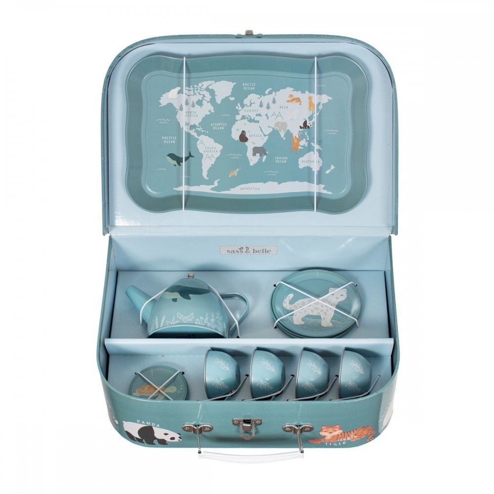 Endangered Animals Print Tin Tea Set