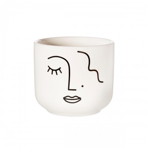 Abstract Face White Large Planter