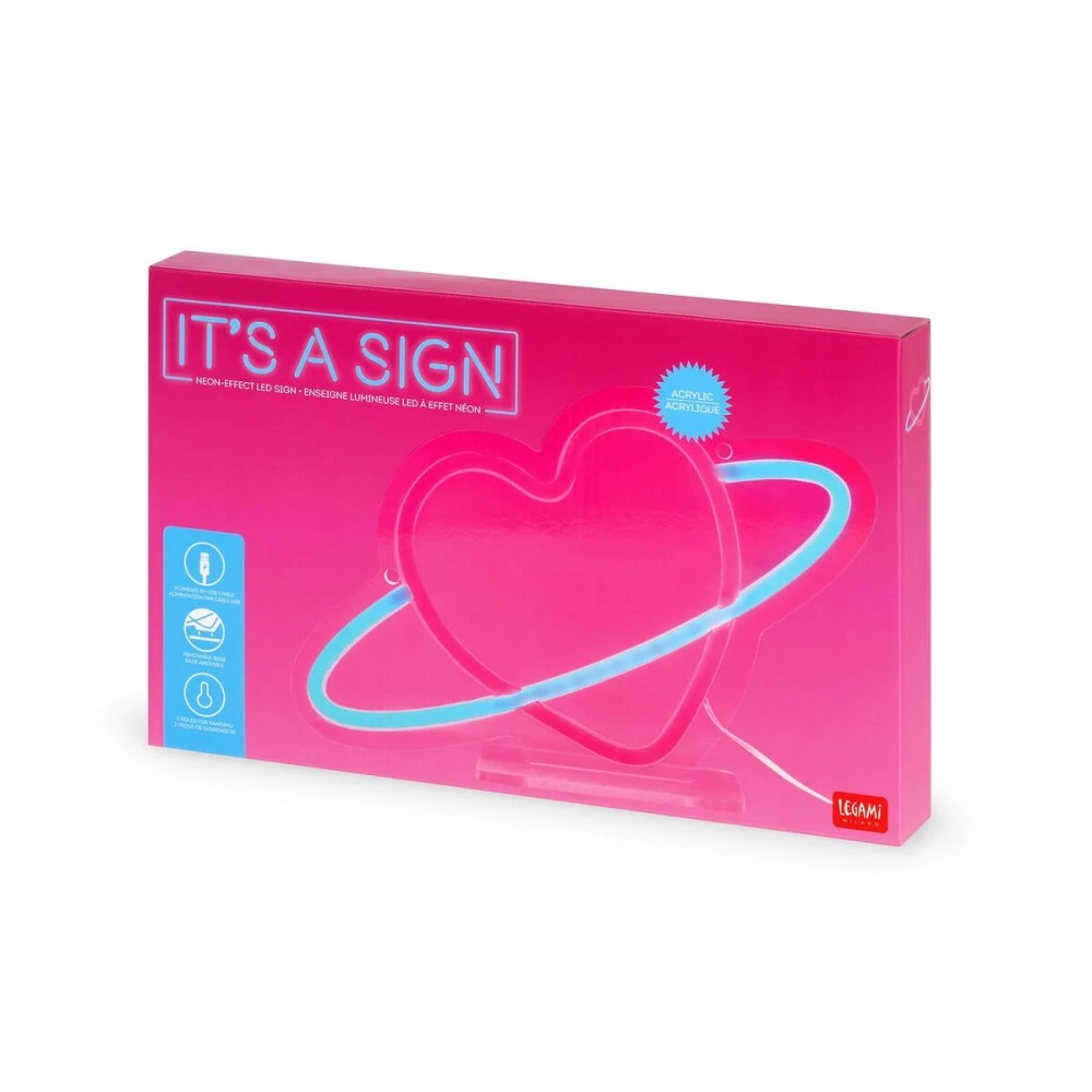Neon-Effect LED Lamp - Planet Heart - It's a Sign