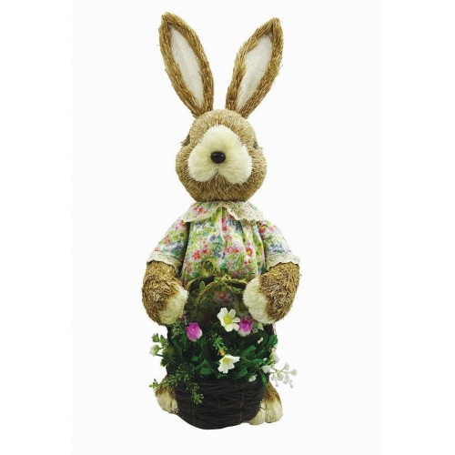 JK Home Décor - Λαγός Χόρτινος με Μπλε Καρώ 60cm