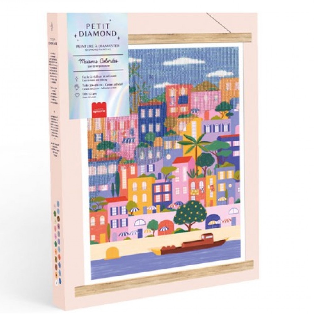 PETIT DIAMOND BOX SET - DIAMOND PAINTING COLORED HOUSES BY CORALIE FAU PETIT DIAMOND BOX SET - DIAMOND PAINTING COLORED HOUSES BY CORALIE FAU