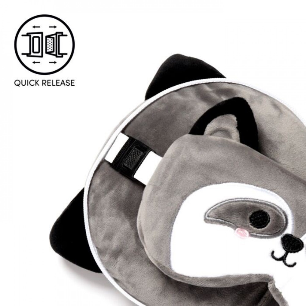 Relaxeazzz Raccoon Plush Travel Pillow & Eye Mask