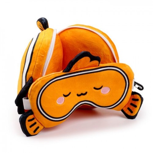 Relaxeazzz Adoramals Finley the Clown Fish Plush Travel Pillow & Eye Mask