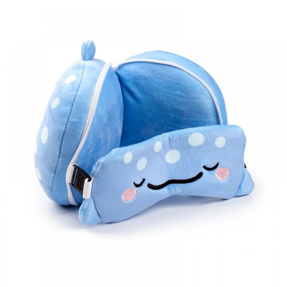 Relaxeazzz Adoramals Whale Shark Plush Travel Pillow & Eye Mask