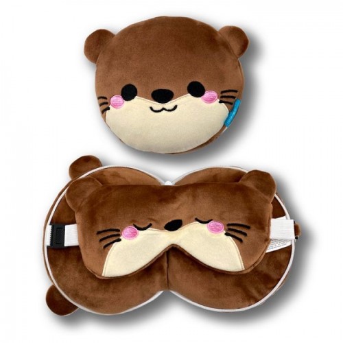 Relaxeazzz Adoramals Henry the Otter Plush Travel Pillow & Eye Mask