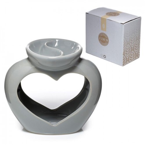 Eden Grey Ceramic Heart Shaped Double Dish Oil & Wax Melt Burner
