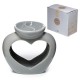 Eden Grey Ceramic Heart Shaped Double Dish Oil & Wax Melt Burner Eden Grey Ceramic Heart Shaped Double Dish Oil & Wax Melt Burner