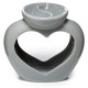 Eden Grey Ceramic Heart Shaped Double Dish Oil & Wax Melt Burner Eden Grey Ceramic Heart Shaped Double Dish Oil & Wax Melt Burner