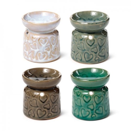 Small Ceramic Eden Oil Burner with Heart Pattern